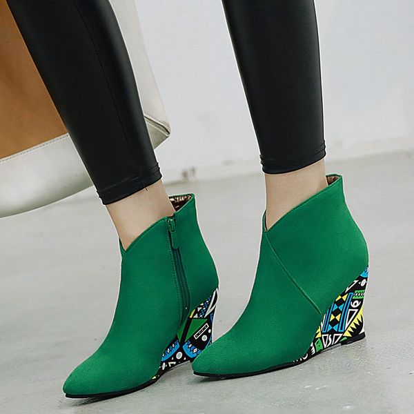 multicolor wedges winter boots women side zip pointed toe short boots ladies casualflock bare botines mujer 2019, Black
multicolor wedges winter boots women side zip pointed toe short boots ladies casualflock bare botines mujer 2019, Black