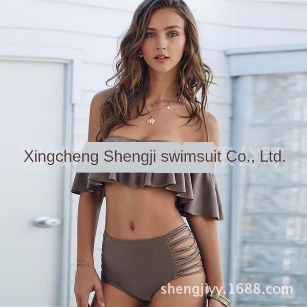 split big lotus leaf bikini swimsuit edge breast-wiping shoulder pure bikini swimsuit, White;black
split big lotus leaf bikini swimsuit edge breast-wiping shoulder pure bikini swimsuit, White;black