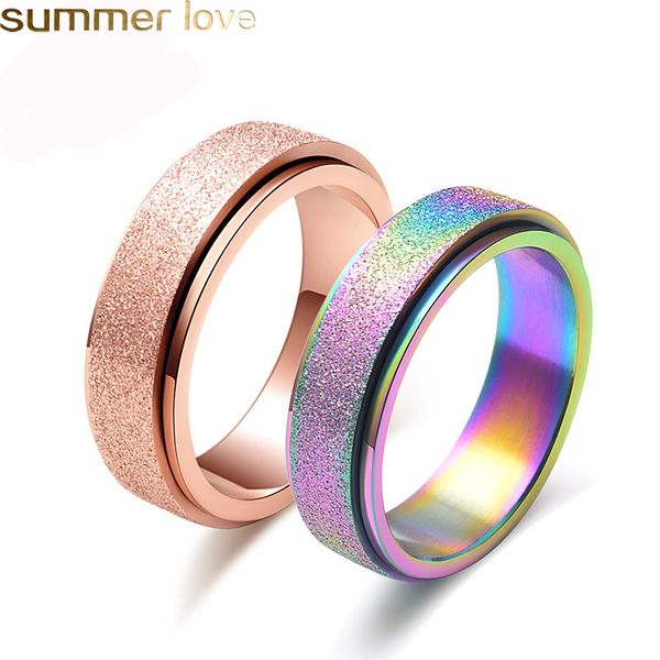 rainbow rings simple 6mm stainless steel rotating wedding ring for men women fashion sandblasting engagement promise ring jewelry, Silver
rainbow rings simple 6mm stainless steel rotating wedding ring for men women fashion sandblasting engagement promise ring jewelry, Silver