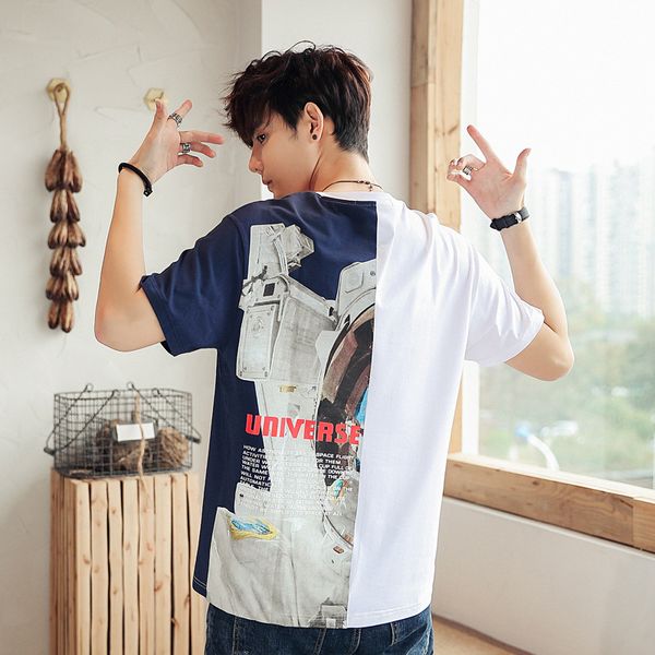 2019 new style short sleeve men's national trends astronaut t-shirt men's pure cotton loose-fit couples half sleeve t-shirt base, White;black
2019 new style short sleeve men's national trends astronaut t-shirt men's pure cotton loose-fit couples half sleeve t-shirt base, White;black