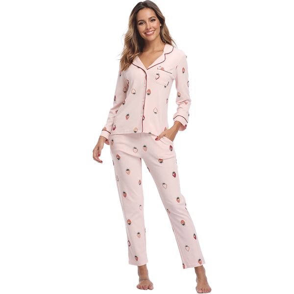 2019 new autumn women strawberry print pajama sets long sleeve cotton pyjama women cute sleepwear pyjama sets for girls female, Black;red
2019 new autumn women strawberry print pajama sets long sleeve cotton pyjama women cute sleepwear pyjama sets for girls female, Black;red