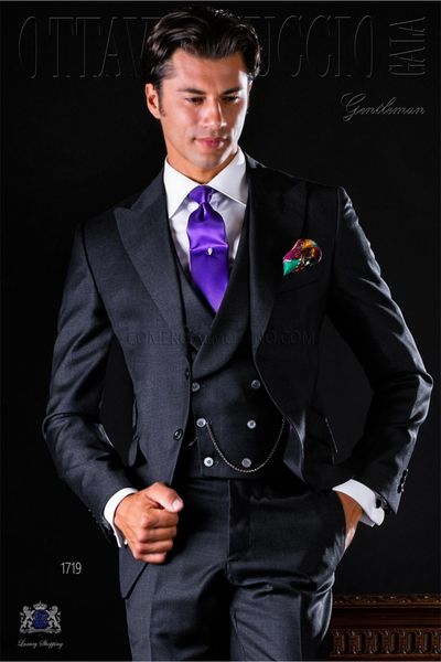 classic peak lapel wedding tuxedos slim fit suits for men groomsmen suit three pieces prom formal suits (jacket+pants+vest+tie) 597, Black;gray
classic peak lapel wedding tuxedos slim fit suits for men groomsmen suit three pieces prom formal suits (jacket+pants+vest+tie) 597, Black;gray