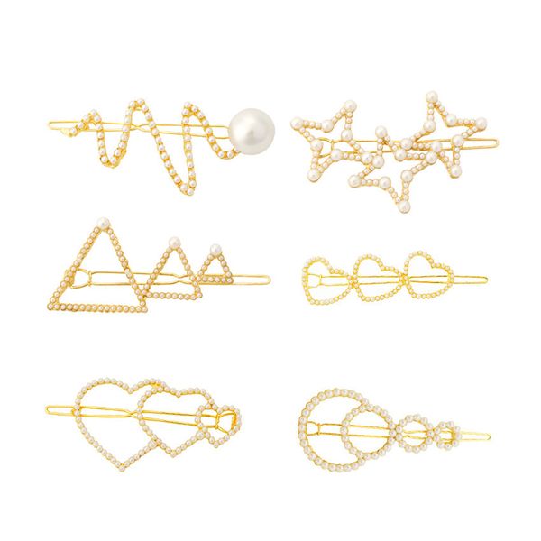 2019 fashion pearls hairpins for women metal gold geometric hairgrips hollow out star circle heart type hair clips accessories, Golden;white
2019 fashion pearls hairpins for women metal gold geometric hairgrips hollow out star circle heart type hair clips accessories, Golden;white