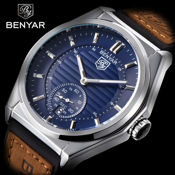 benyar fashion quartz men watch brands luxury stainless steel waterproof clock leather gift watch relogio masculino, Slivery;brown
benyar fashion quartz men watch brands luxury stainless steel waterproof clock leather gift watch relogio masculino, Slivery;brown