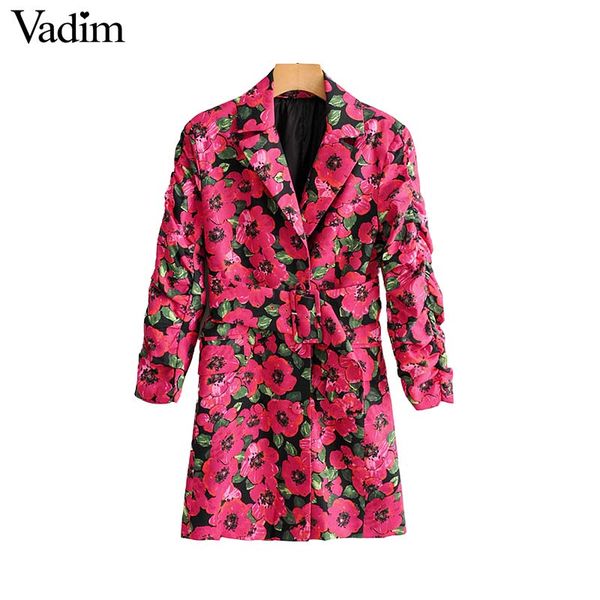 vadim women floral print blazer single button pockets sashes design female office wear jacket ladies outerwear coat ca526, White;black
vadim women floral print blazer single button pockets sashes design female office wear jacket ladies outerwear coat ca526, White;black