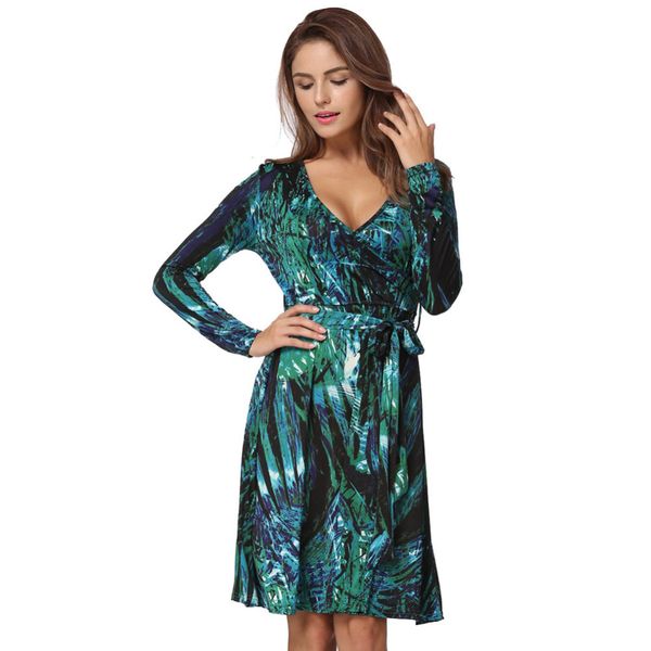 vintage women midi wrap dress v neck leaf print long sleeve beach dress leaves slim belted boho green/rose vestidos, Black;gray
vintage women midi wrap dress v neck leaf print long sleeve beach dress leaves slim belted boho green/rose vestidos, Black;gray