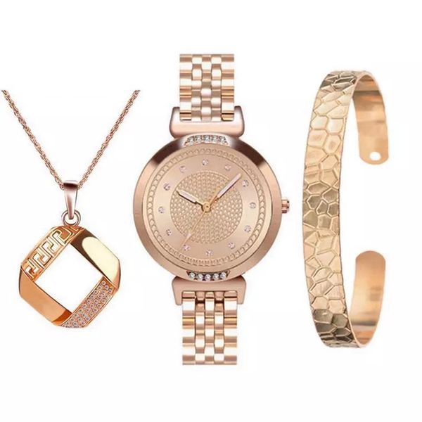women watches jewelry set casual quartz steel watch ladies necklace bracelet gift suit for women's with box, Slivery;brown
women watches jewelry set casual quartz steel watch ladies necklace bracelet gift suit for women's with box, Slivery;brown