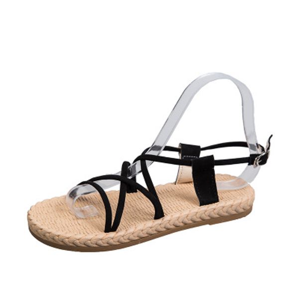 2020 summer new korean cross strap sandals women casual flat suede retro roman shoes students wild sandals, Black
2020 summer new korean cross strap sandals women casual flat suede retro roman shoes students wild sandals, Black