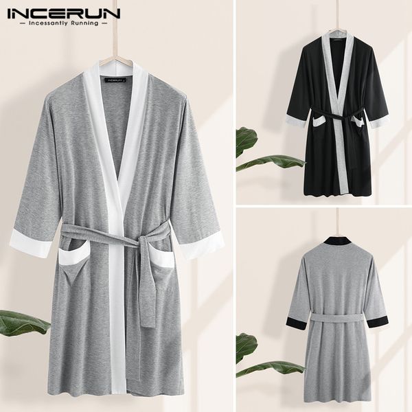 summer men robes half sleeve leisure nightgown patchwork pockets bathrobe sleepwear pajamas soft men homewear incerun s-5xl 2020, Black;brown
summer men robes half sleeve leisure nightgown patchwork pockets bathrobe sleepwear pajamas soft men homewear incerun s-5xl 2020, Black;brown