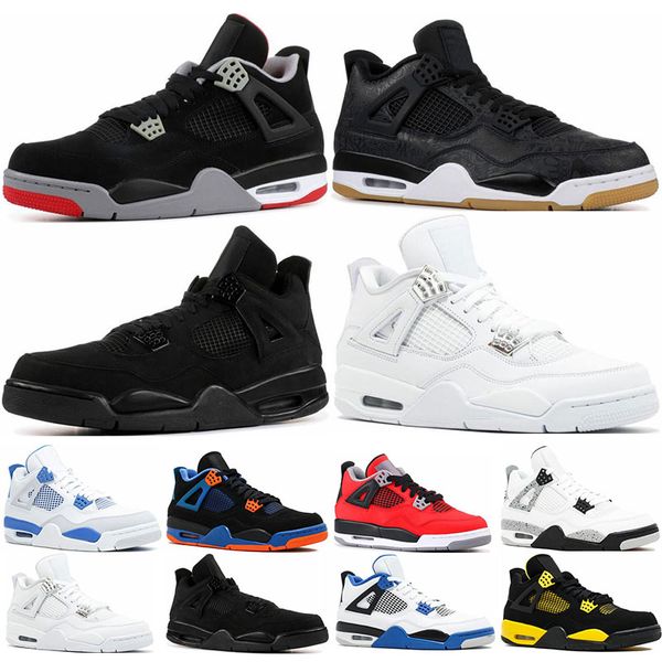 2019 Мужские кроссовки 4s Баскетбольные кроссовки Bred Белый цементный черный кот