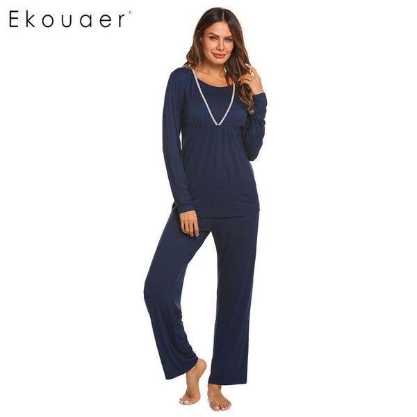 ekouaer women sleepwear pajama sets maternity o-neck contrast color long sleeve and long pants set pajamas female nightwear, Blue;gray
ekouaer women sleepwear pajama sets maternity o-neck contrast color long sleeve and long pants set pajamas female nightwear, Blue;gray