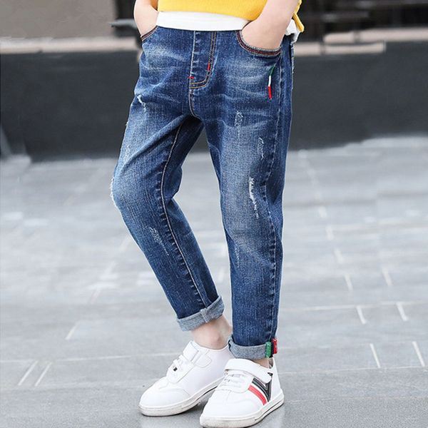 2018 children autumn casual jeans pants kids boys fashion embroidery color label distressed denim pants 4-10 years, Blue
2018 children autumn casual jeans pants kids boys fashion embroidery color label distressed denim pants 4-10 years, Blue