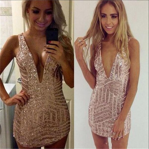 2020 new arrival short mini rose gold sequined cocktail dresses deep v neck sleeveless backless middle east prom party homecoming gowns, Black
2020 new arrival short mini rose gold sequined cocktail dresses deep v neck sleeveless backless middle east prom party homecoming gowns, Black