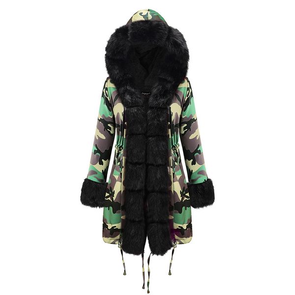 warm thicken winter office casual shopping camouflage women hooded coat outwear slim daily outdoor faux fur parkas, Black
warm thicken winter office casual shopping camouflage women hooded coat outwear slim daily outdoor faux fur parkas, Black