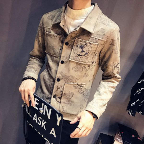 2019 coat male autumn new trend velvet men's printed jacket korean slim coat autumn men's casual scorpion, Black;brown
2019 coat male autumn new trend velvet men's printed jacket korean slim coat autumn men's casual scorpion, Black;brown