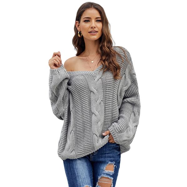 bubblegum braided knit sweater winter thickened knitted sweaters women's new type v-collar long sleeve loose pullover for 2019, White;black
bubblegum braided knit sweater winter thickened knitted sweaters women's new type v-collar long sleeve loose pullover for 2019, White;black