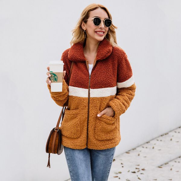 fashion 2019 basic style patchwork plush coat women autumn winter casual zipper turndown collar long sleeve fleece pockets, Black;brown
fashion 2019 basic style patchwork plush coat women autumn winter casual zipper turndown collar long sleeve fleece pockets, Black;brown