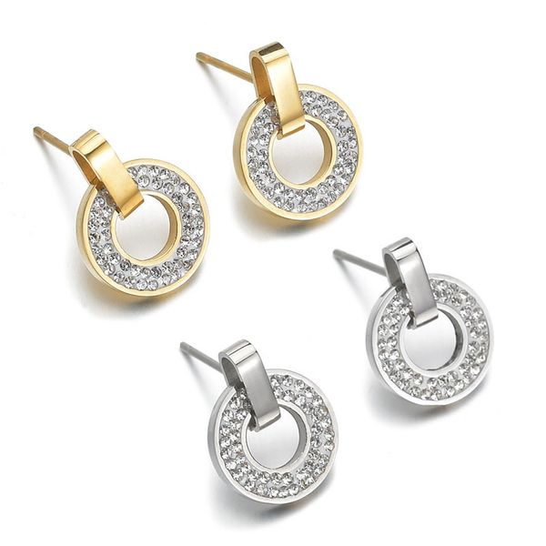 crystal gold earrings stainless steel earings women's zircon inlaid stud earrings delicate small circle round jewelry, Golden;silver
crystal gold earrings stainless steel earings women's zircon inlaid stud earrings delicate small circle round jewelry, Golden;silver