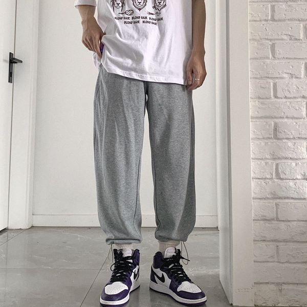 men's pants sweatpants fashion solid color cotton casual men streetwear hip-hop loose straight trousers mens joggers, Black 
men's pants sweatpants fashion solid color cotton casual men streetwear hip-hop loose straight trousers mens joggers, Black