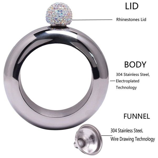 bangle flask handmade crystal lid 304 stainless steel wine gift for women girls men party hidden liquor bracel other dinnerware
bangle flask handmade crystal lid 304 stainless steel wine gift for women girls men party hidden liquor bracel other dinnerware