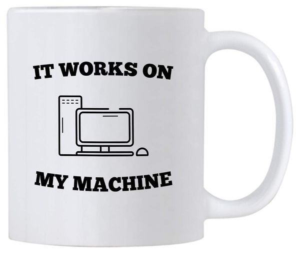 funny coding geek 11 oz coffee mug. it works on my machine. gift idea for teacher/student. coffee cups ,dropshipping
funny coding geek 11 oz coffee mug. it works on my machine. gift idea for teacher/student. coffee cups ,dropshipping