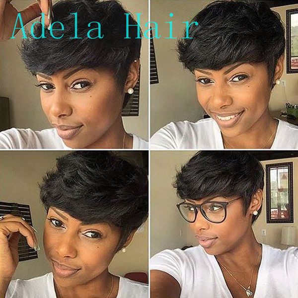 short pixie cut human hair wigs for black women bob full machie made non lace front brazilian hair wig, Black;brown
short pixie cut human hair wigs for black women bob full machie made non lace front brazilian hair wig, Black;brown