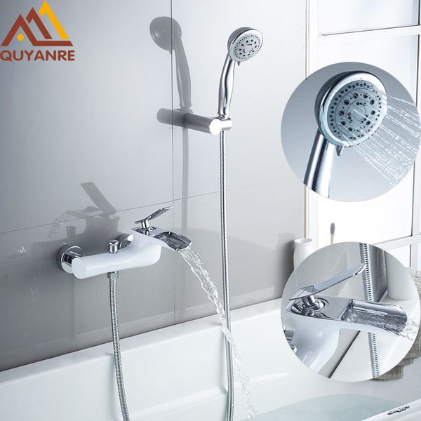 quyanre white chrome waterfall bathtub shower faucets torneira bathroom shower single handle mixer tap wall mounted mixer
quyanre white chrome waterfall bathtub shower faucets torneira bathroom shower single handle mixer tap wall mounted mixer
