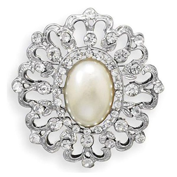 2.25 inch vintage look rhodium silver tone clear rhinestone diamante with ivory pearl flower brooch for wedding, Gray
2.25 inch vintage look rhodium silver tone clear rhinestone diamante with ivory pearl flower brooch for wedding, Gray