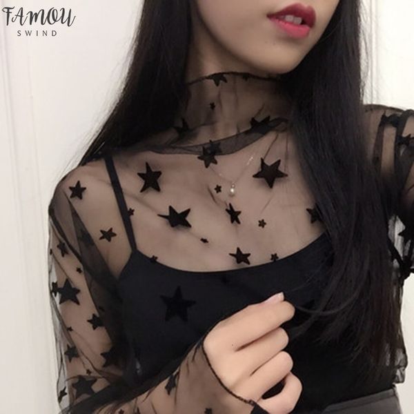 lady mesh t shirt women long sleeve stand collar t shirt female casual polka dot star tshirt hollow out stand collar, White
lady mesh t shirt women long sleeve stand collar t shirt female casual polka dot star tshirt hollow out stand collar, White