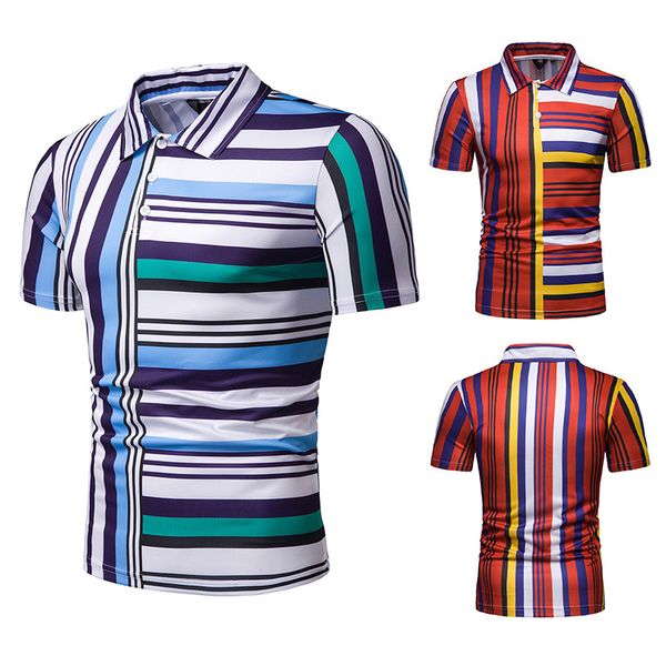 2019 new style summer men's short-sleeved t-shirt men's contrast color stripes slim fit fold-down collar leisure t-shirt pl65, White;black
2019 new style summer men's short-sleeved t-shirt men's contrast color stripes slim fit fold-down collar leisure t-shirt pl65, White;black