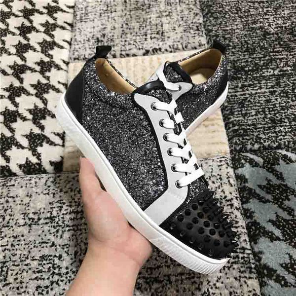 fashion low skate spiked red bottom shoes for men's sneakers junior viera spikes black velvet leather +sliver glitter trainers size 35
fashion low skate spiked red bottom shoes for men's sneakers junior viera spikes black velvet leather +sliver glitter trainers size 35