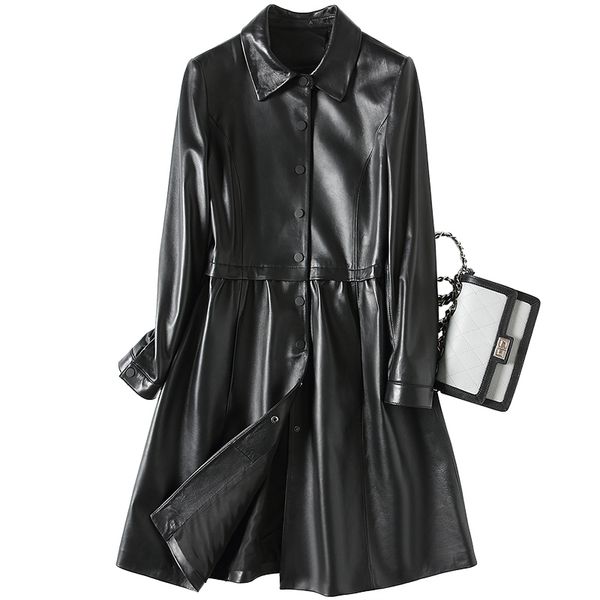 new fashion casual genuine leather jacket women real sheepskin coat long trench female spring autumn jackets for women z429, Black
new fashion casual genuine leather jacket women real sheepskin coat long trench female spring autumn jackets for women z429, Black