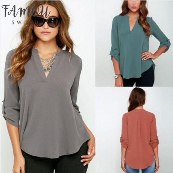 summer women three quarter sleeve v neck shirt loose casual elegant basic ladies blouse plus sizes 5xl, White
summer women three quarter sleeve v neck shirt loose casual elegant basic ladies blouse plus sizes 5xl, White