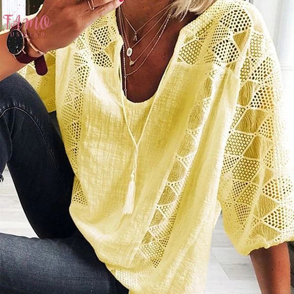 fashion patchwork lace tshirt casual loose three quarter sleeve tees ladies plus size hollow out v neck t shirt women, White
fashion patchwork lace tshirt casual loose three quarter sleeve tees ladies plus size hollow out v neck t shirt women, White