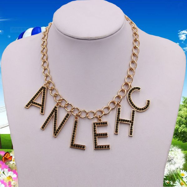 new design jewelry necklace crystal letter short necklace for women wedding brand jewelry gifts wholesale, Golden;silver
new design jewelry necklace crystal letter short necklace for women wedding brand jewelry gifts wholesale, Golden;silver