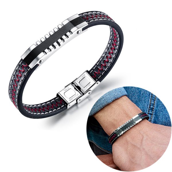 men stainless steel pu leather charm bracelets punk gothic fashion costume jewelry prom party stylish bangle wristlet bracelet birthday gift, Golden;silver
men stainless steel pu leather charm bracelets punk gothic fashion costume jewelry prom party stylish bangle wristlet bracelet birthday gift, Golden;silver