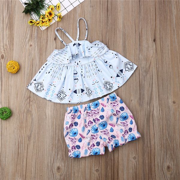 sweet toddler kids baby girls clothes off shoulder pullover strap sleeveless ruffle t-shirts geometry shorts 2pc summer outfits, White
sweet toddler kids baby girls clothes off shoulder pullover strap sleeveless ruffle t-shirts geometry shorts 2pc summer outfits, White