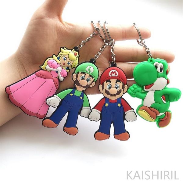 4 pcs game super mario bros pvc keychain figures luigi mario peach princess bowser cartoon key chain man kid llaveros key ring, Silver
4 pcs game super mario bros pvc keychain figures luigi mario peach princess bowser cartoon key chain man kid llaveros key ring, Silver