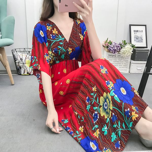 ethnic female xia bo sago sub-v-neck dresses plus size dresses beach summer dress long dress beach natural ankle-length, White;black
ethnic female xia bo sago sub-v-neck dresses plus size dresses beach summer dress long dress beach natural ankle-length, White;black