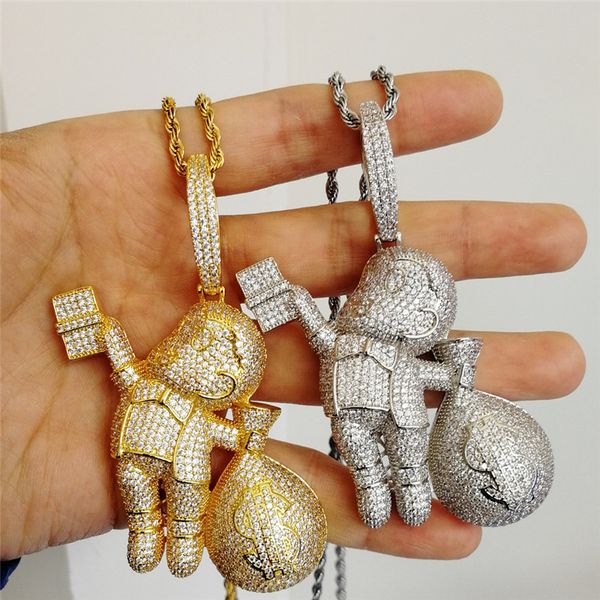 mens punk necklace gold plated full cz dollars purse pendant necklace with 24inch rope chain nice gift for friend, Silver
mens punk necklace gold plated full cz dollars purse pendant necklace with 24inch rope chain nice gift for friend, Silver