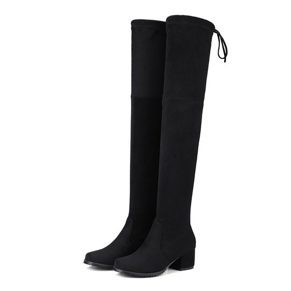 lucyever 2019 autumn winter women flock over-the-knee boots round toe thick heels slim stretch long botas mujer plus size 34-43, Black
lucyever 2019 autumn winter women flock over-the-knee boots round toe thick heels slim stretch long botas mujer plus size 34-43, Black