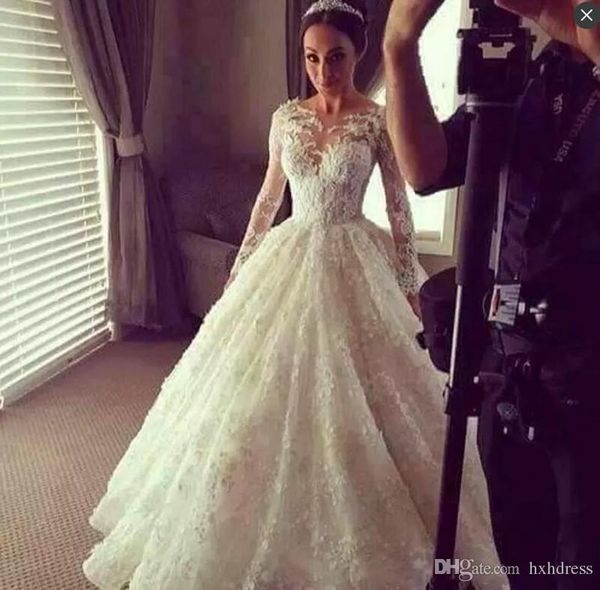 long sleeves wedding dresses sheer neck appliques customized lace wedding dress sweep train personalized bridal gowns 2020 new 587, White
long sleeves wedding dresses sheer neck appliques customized lace wedding dress sweep train personalized bridal gowns 2020 new 587, White
