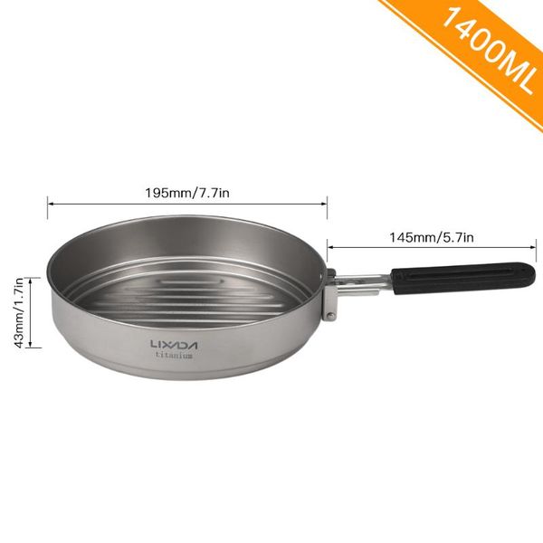 lixada 1400ml titanium fry pan ultralight grill frying pan with folding handle for outdoor cooking camping hiking backpacking
lixada 1400ml titanium fry pan ultralight grill frying pan with folding handle for outdoor cooking camping hiking backpacking