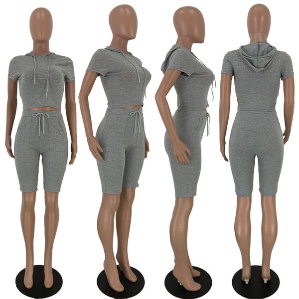 summr designers womens 2pcs sports suits fashion short sleeve solid color ladies clothing casual hooded trucksuits womens, Gray
summr designers womens 2pcs sports suits fashion short sleeve solid color ladies clothing casual hooded trucksuits womens, Gray