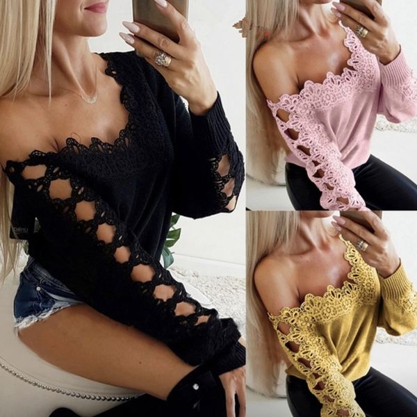 women's sweaters black lace women hollow long sleeve pullover sweater ladies o neck jumper out knitwear, White;black
women's sweaters black lace women hollow long sleeve pullover sweater ladies o neck jumper out knitwear, White;black