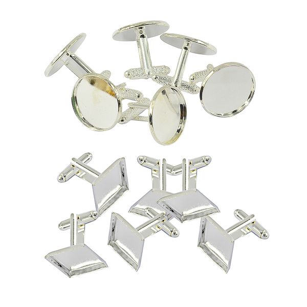 12pcs mens square round blank setting base pad cufflink diy cabochon cufflink, Silver
12pcs mens square round blank setting base pad cufflink diy cabochon cufflink, Silver