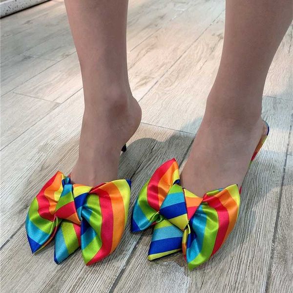 spring 2020 european and american new ladies pointed high heels rainbow bow mules can be customized 42-43, Black
spring 2020 european and american new ladies pointed high heels rainbow bow mules can be customized 42-43, Black