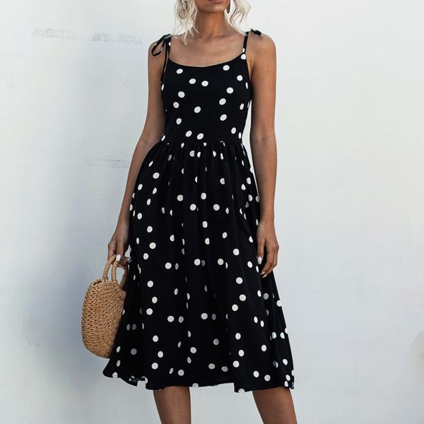 summer elegant beach robe midi black dress women 2020 u-neck straps polka dot backless party dress for women vestidos de fiesta, Black;gray
summer elegant beach robe midi black dress women 2020 u-neck straps polka dot backless party dress for women vestidos de fiesta, Black;gray