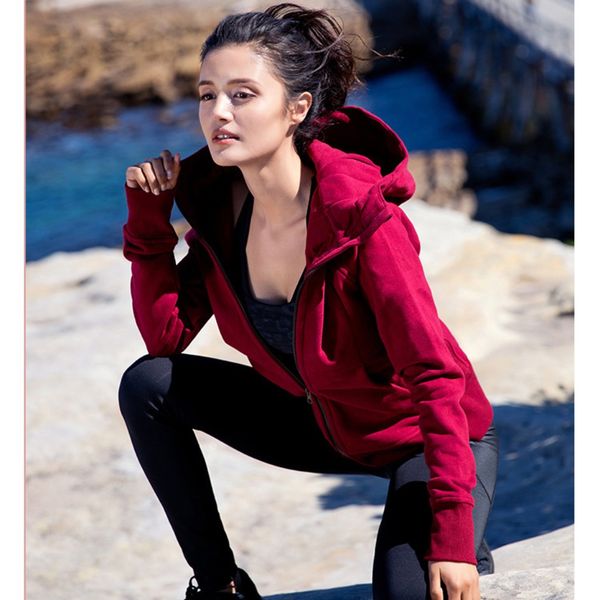 u17361 women's fleece sports jacket hoodies long-sleeve fitness yoga running hood full front zipper cardigan music hole, Black;red
u17361 women's fleece sports jacket hoodies long-sleeve fitness yoga running hood full front zipper cardigan music hole, Black;red