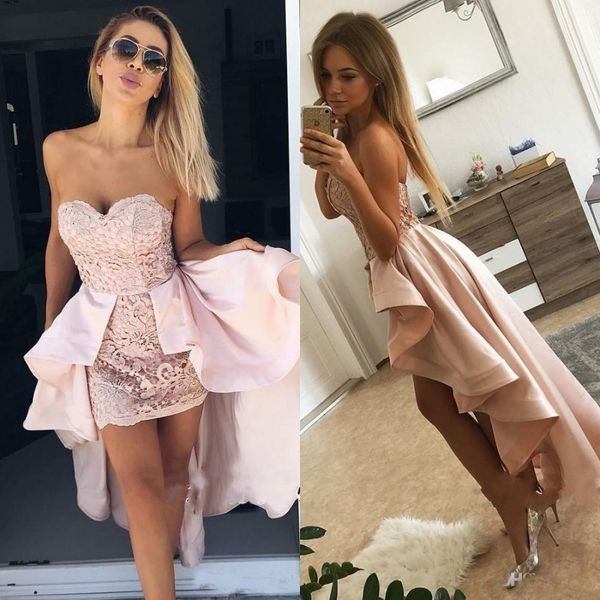 modern sweetheart hi low homecoming dresses lace pale pink short prom cocktail dresses with satin detachable train plus size, Blue;pink
modern sweetheart hi low homecoming dresses lace pale pink short prom cocktail dresses with satin detachable train plus size, Blue;pink